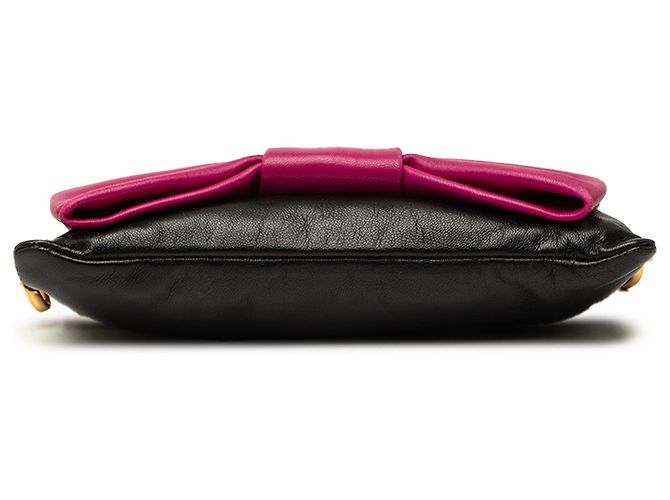 Clutch Prada Black Bicolor Nappa Fiocco Bow Clutch on Strap - vista 3