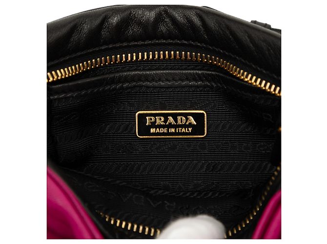 Clutch Prada Black Bicolor Nappa Fiocco Bow Clutch on Strap - vista 5