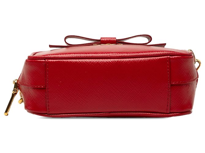 Borsa Camera Prada Red Saffiano Vernice con Fiocco Rosso - vista 3