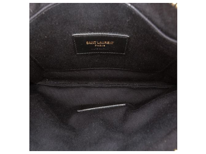 Pouch con zip Saint Laurent Black Large Grain De Poudre Matelasse Cassandre Nero - vista 4