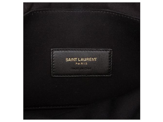 Pouch con zip Saint Laurent Black Large Grain De Poudre Matelasse Cassandre Nero - vista 5