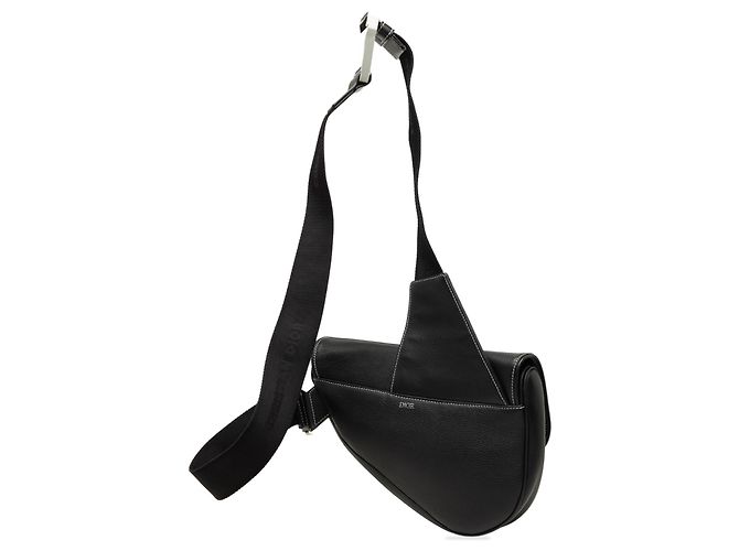 Borsa a tracolla Saddle Dior in vitello grana naturale nero - vista 2