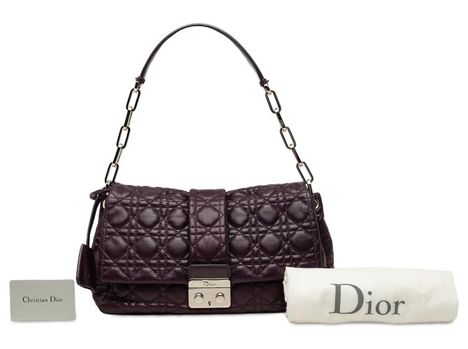 Borsa a tracolla Dior New Lock in pelle d'agnello Cannage viola Porpora - vista 7