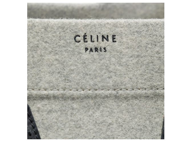 Céline Celine Gray Medium Felt Phantom Luggage Tote Castaño Gris - vista 5