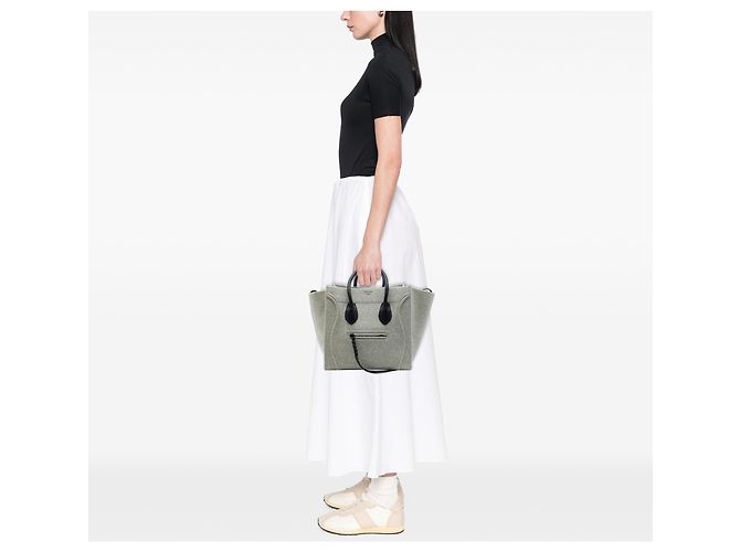 Céline Celine Gray Medium Felt Phantom Luggage Tote Castaño Gris - vista 6