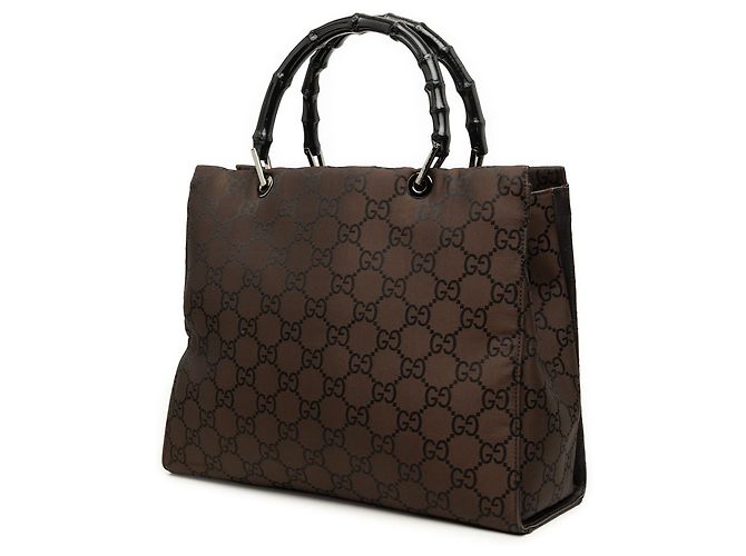 Bamboo Borsa a mano Gucci in nylon GG marrone con bambù Marrone scuro - vista 2