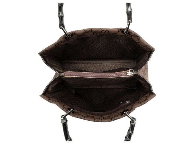 Bamboo Borsa a mano Gucci in nylon GG marrone con bambù Marrone scuro - vista 4