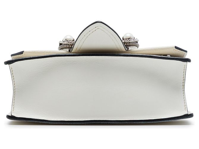 Borsa a tracolla Miu Miu in pelle di capra bianca Madras e vitello morbido con cristalli Bianco Crudo - vista 3
