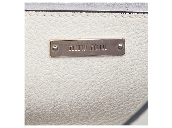Borsa a tracolla Miu Miu in pelle di capra bianca Madras e vitello morbido con cristalli Bianco Crudo - vista 5
