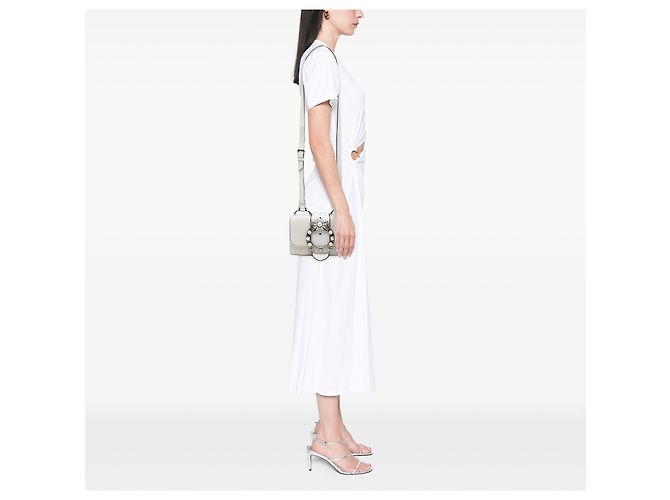 Borsa a tracolla Miu Miu in pelle di capra bianca Madras e vitello morbido con cristalli Bianco Crudo - vista 6