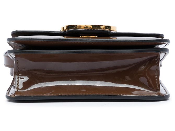 Borsa a tracolla Fendi Karligraphy in vernice marrone Marrone scuro - vista 3