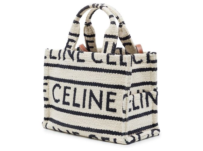 Céline Celine Beige Small Canvas Cabas Thais Satchel - vista 2