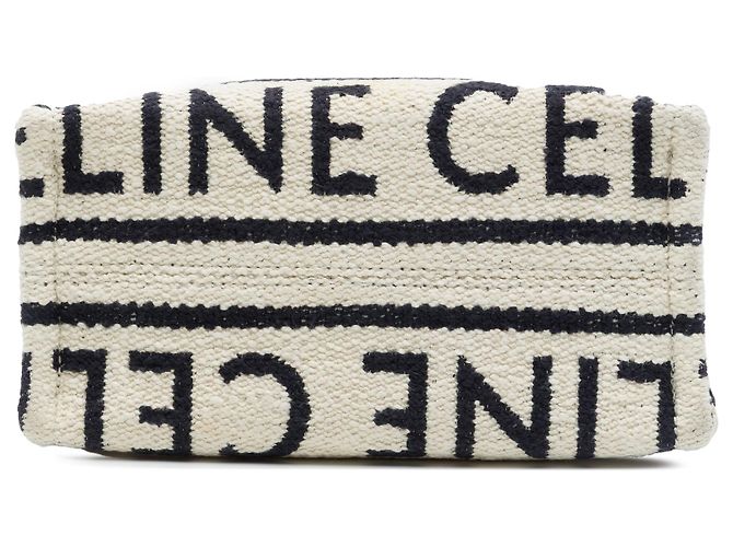 Céline Celine Beige Small Canvas Cabas Thais Satchel - vista 3