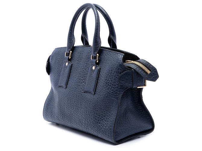 Borsa Satchel Clifton Burberry in pelle grana blu Medium Blu navy - vista 2