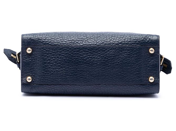 Borsa Satchel Clifton Burberry in pelle grana blu Medium Blu navy - vista 3