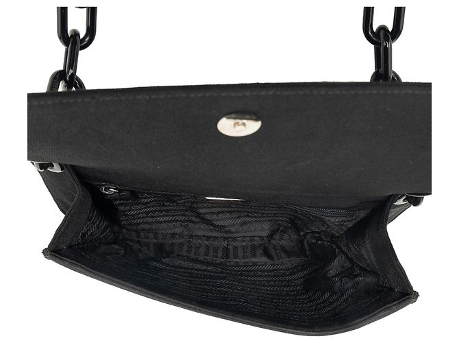 Borsa a tracolla Prada Black Tessuto Swing Chain Nero - vista 4
