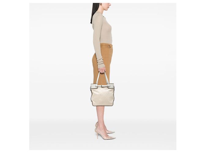 Borsa tote Gucci in tela GG bianca Bianco - vista 7