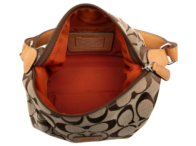 Borsa Coach Beige Canvas Signature Sufflette - vista 4