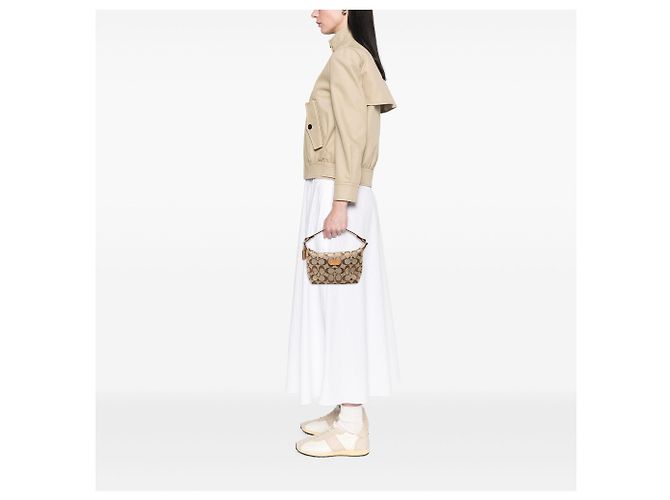 Borsa Coach Beige Canvas Signature Sufflette - vista 6