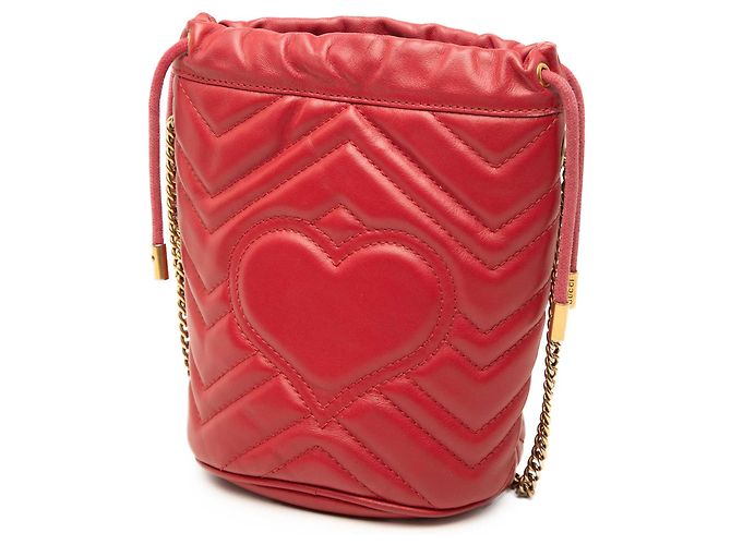 Borsa a secchiello Gucci Small GG Marmont in pelle di vitello matelassé rossa Rosso - vista 2