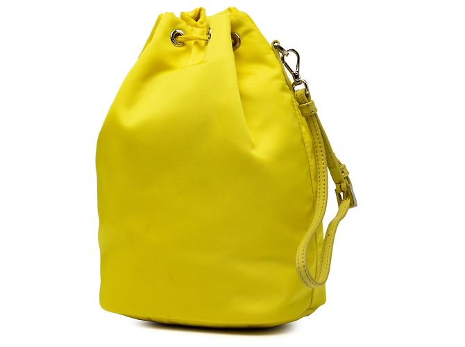 Pouch con coulisse Prada in Tessuto giallo - vista 2