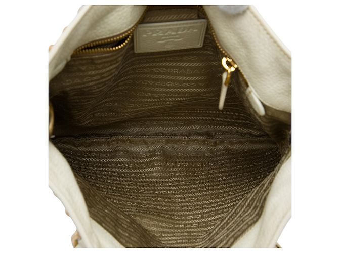 Borsa Prada in tela Canapa marrone con borchie, manici in corda e logo Marrone chiaro - vista 4