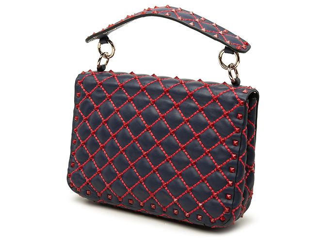 Borsa Valentino Blue Medium Nappa Rockstud Spike Blu navy - vista 2