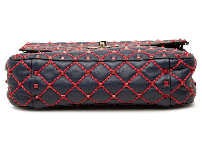 Borsa Valentino Blue Medium Nappa Rockstud Spike Blu navy - vista 3