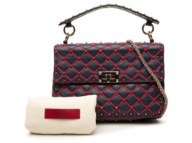 Borsa Valentino Blue Medium Nappa Rockstud Spike Blu navy - vista 7