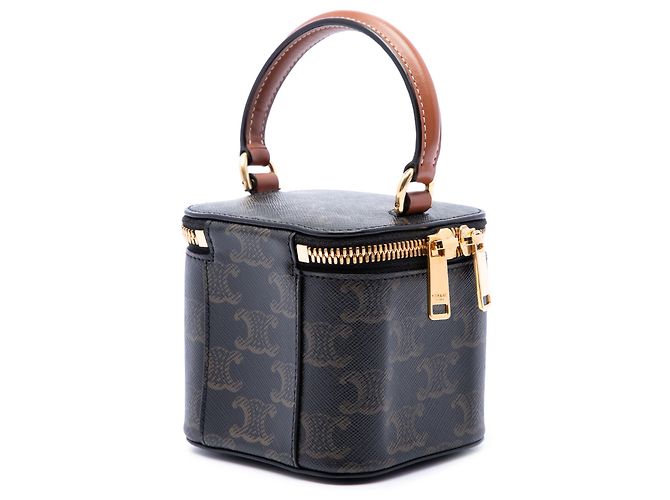 Céline Celine Mini Triomphe Vanity Case in tela rivestita marrone Marrone scuro - vista 2