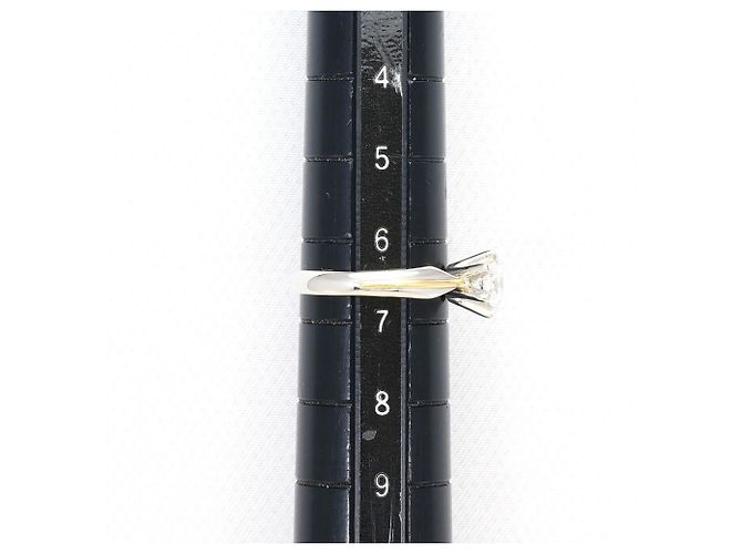 Autre Marque Anello fede in oro giallo 18K e platino con diamante D'oro - vista 6