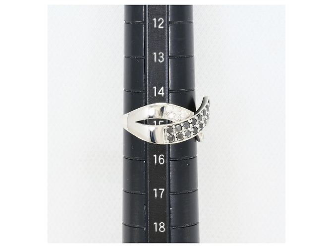 Autre Marque Ehering aus 18K Weißgold mit Diamanten Schwarz Golden - Ansicht 8