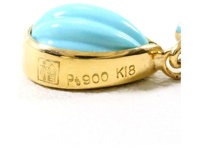 Autre Marque Orecchini a goccia eleganti in oro giallo 18K e platino con turchese D'oro - vista 4