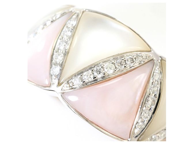Autre Marque Bague anneau en or blanc 18K avec diamant et coquillage Doré - vue 2