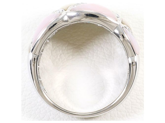 Autre Marque Bague anneau en or blanc 18K avec diamant et coquillage Doré - vue 3