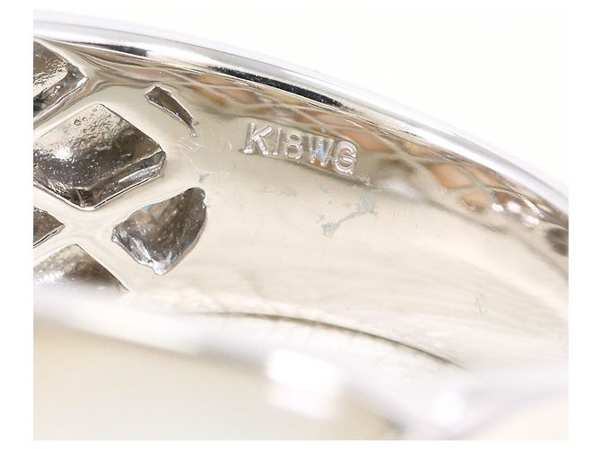Autre Marque Bague anneau en or blanc 18K avec diamant et coquillage Doré - vue 5