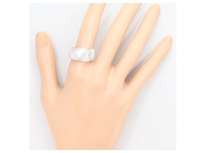 Autre Marque Bague anneau en or blanc 18K avec diamant et coquillage Doré - vue 7