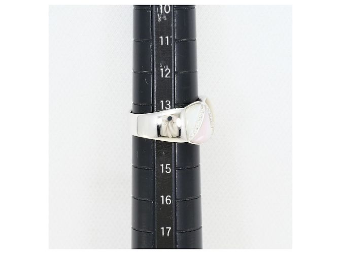 Autre Marque Bague anneau en or blanc 18K avec diamant et coquillage Doré - vue 8