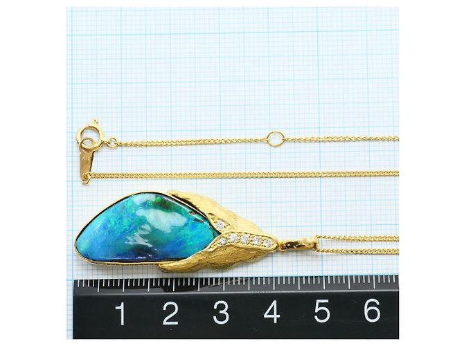 Autre Marque Collana in oro giallo 18K con diamante e opale D'oro - vista 6