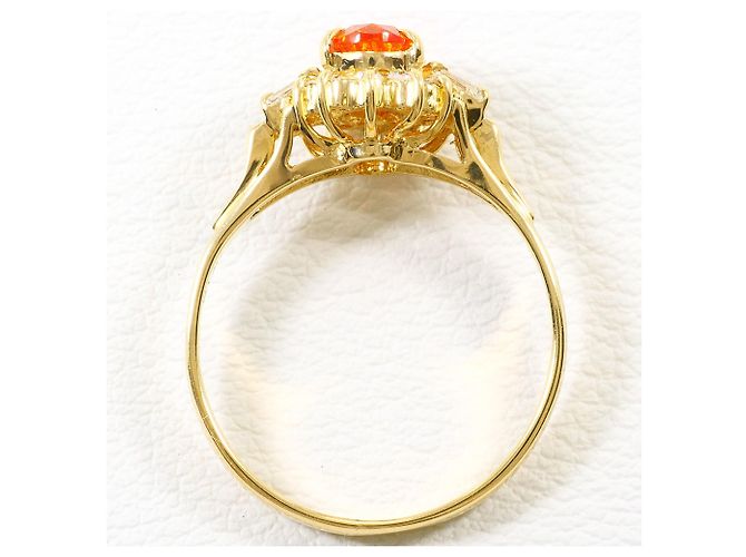 Autre Marque Anello a fascia in oro giallo 18K con diamante e zaffiro D'oro - vista 2
