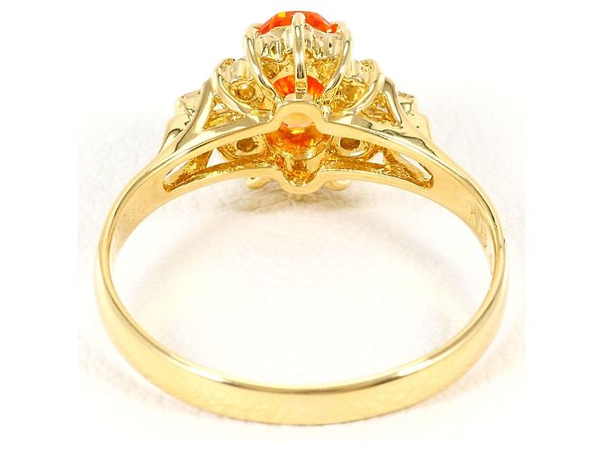 Autre Marque Anello a fascia in oro giallo 18K con diamante e zaffiro D'oro - vista 3