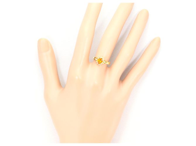 Autre Marque Anello a fascia in oro giallo 18K con diamante e zaffiro D'oro - vista 6