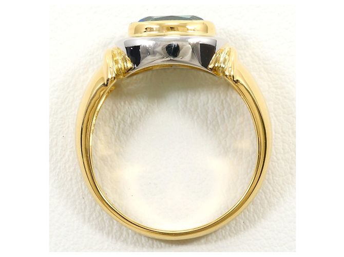 Autre Marque Anello a fascia in platino PT900 e oro giallo 18K con topazio blu D'oro - vista 3