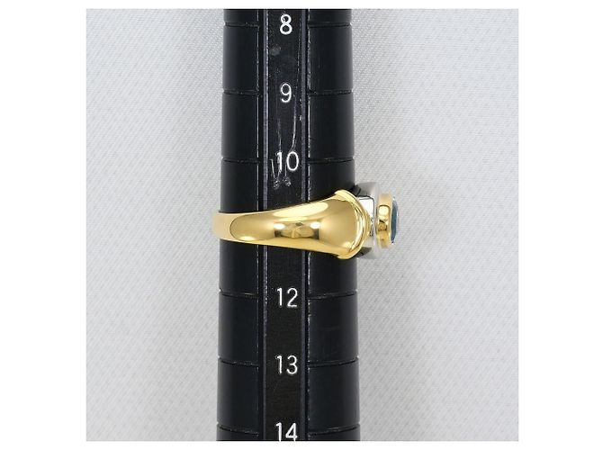 Autre Marque Anello a fascia in platino PT900 e oro giallo 18K con topazio blu D'oro - vista 7