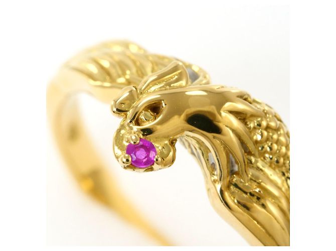 Autre Marque Ehering aus 18K Gelbgold mit Rubin Golden - Ansicht 2