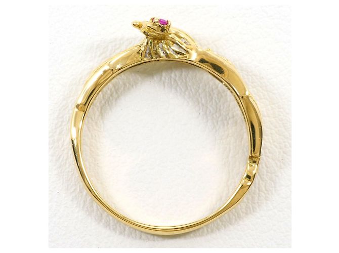 Autre Marque Ehering aus 18K Gelbgold mit Rubin Golden - Ansicht 3