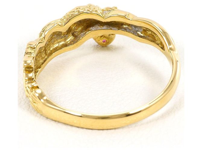Autre Marque Ehering aus 18K Gelbgold mit Rubin Golden - Ansicht 4