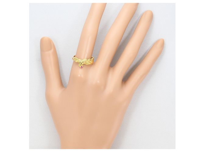 Autre Marque Ehering aus 18K Gelbgold mit Rubin Golden - Ansicht 7