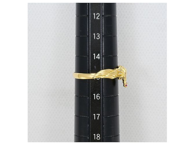 Autre Marque Ehering aus 18K Gelbgold mit Rubin Golden - Ansicht 8