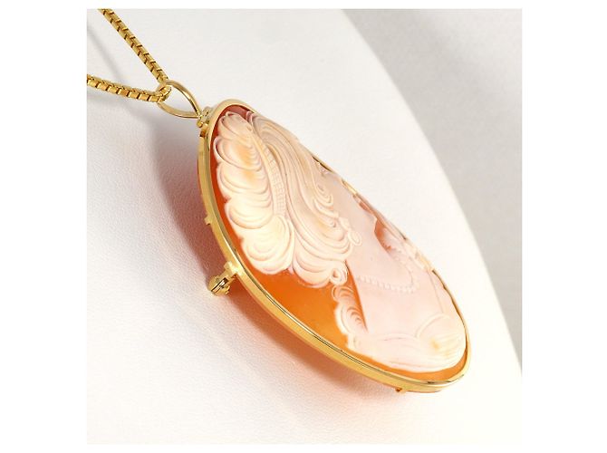 Autre Marque Collana in oro giallo 18K con perla e cammeo in conchiglia D'oro - vista 2
